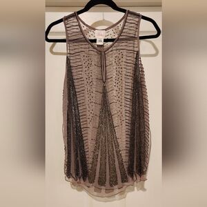 Parker taupe beaded tank Small